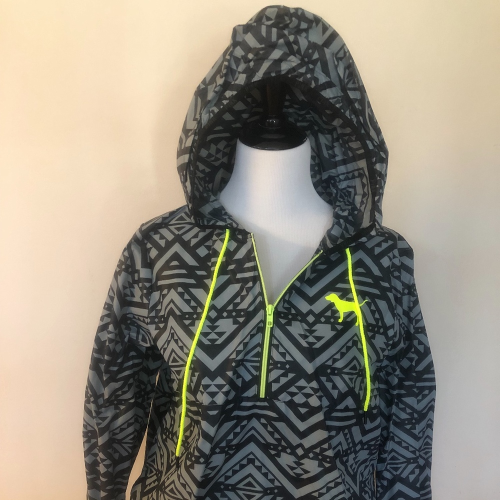 GREY, BLACK, AND YELLOW VICTORIA SECRET WINDBREAKR